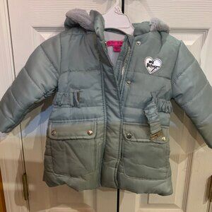 Betsey Johnson Hooded Puffer Jacket - 2T - Sage Green